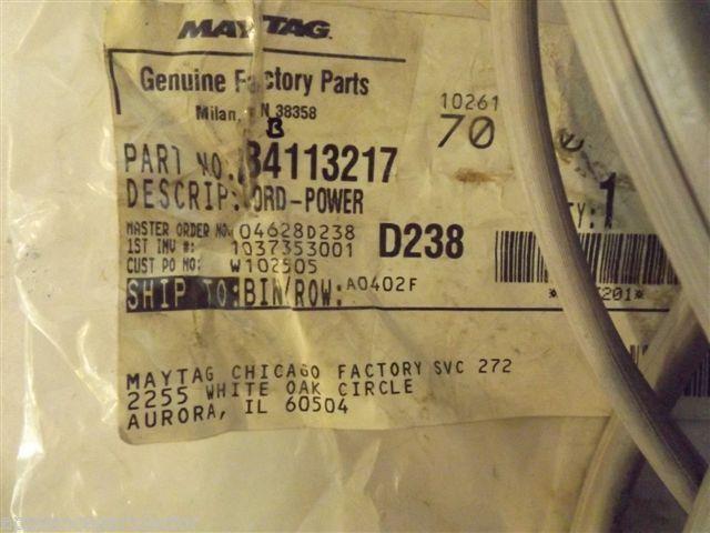 AMANA AIR CONDITIONER B4113217 Cord-power NEW IN BOX AMANA AIR CONDITIONER B4113217 Cord-power NEW IN BOX